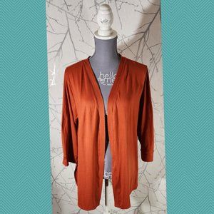 Cuddl Duds Orange Open Front Cardigan